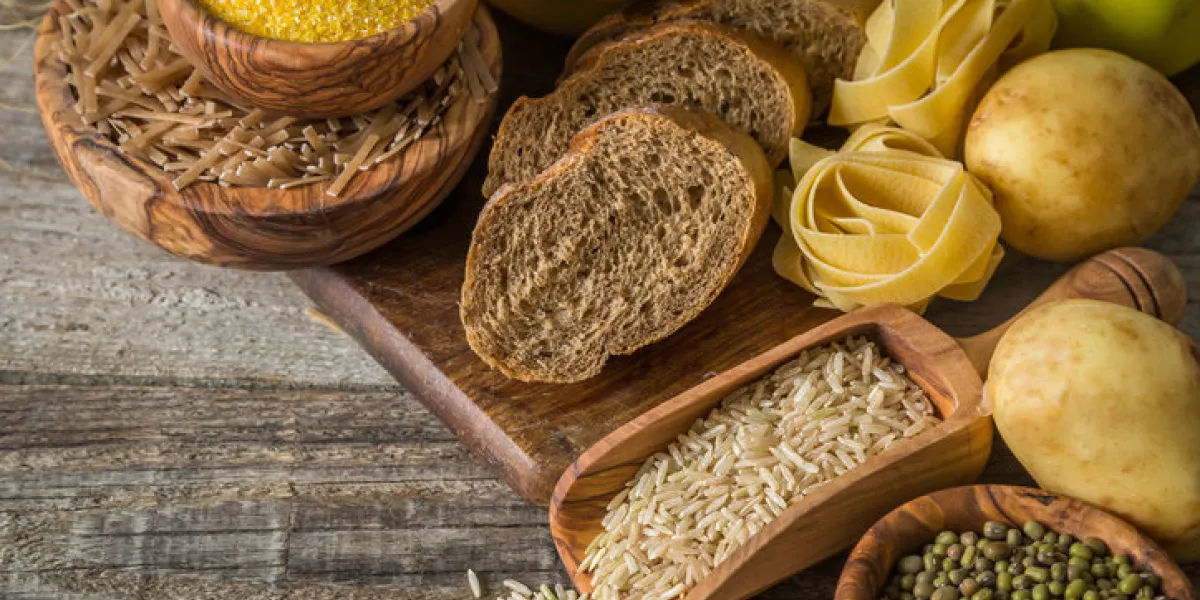 selection of comptex carbohydrates sources on wood background, copy space selection of comptex carbohydrates sources on wood background, copy space