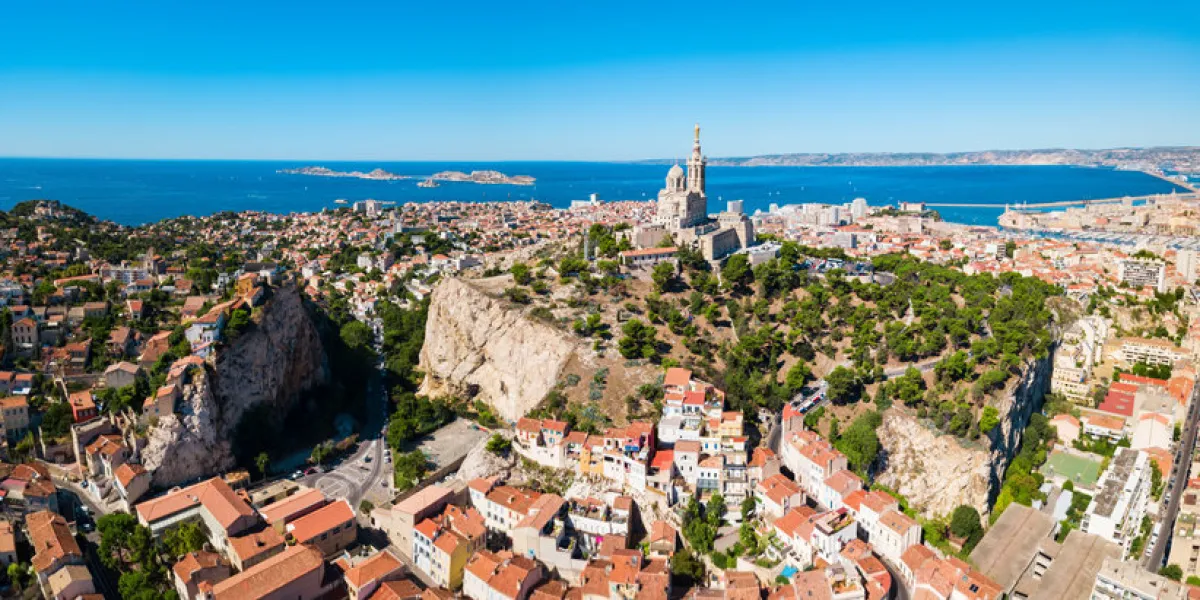 notre dame de la garde or our lady of the guard aerial view, it is a catholic church in marseille city in france notre dame de la garde or our lady of the guard aerial view, it is a catholic church in marseille city in france