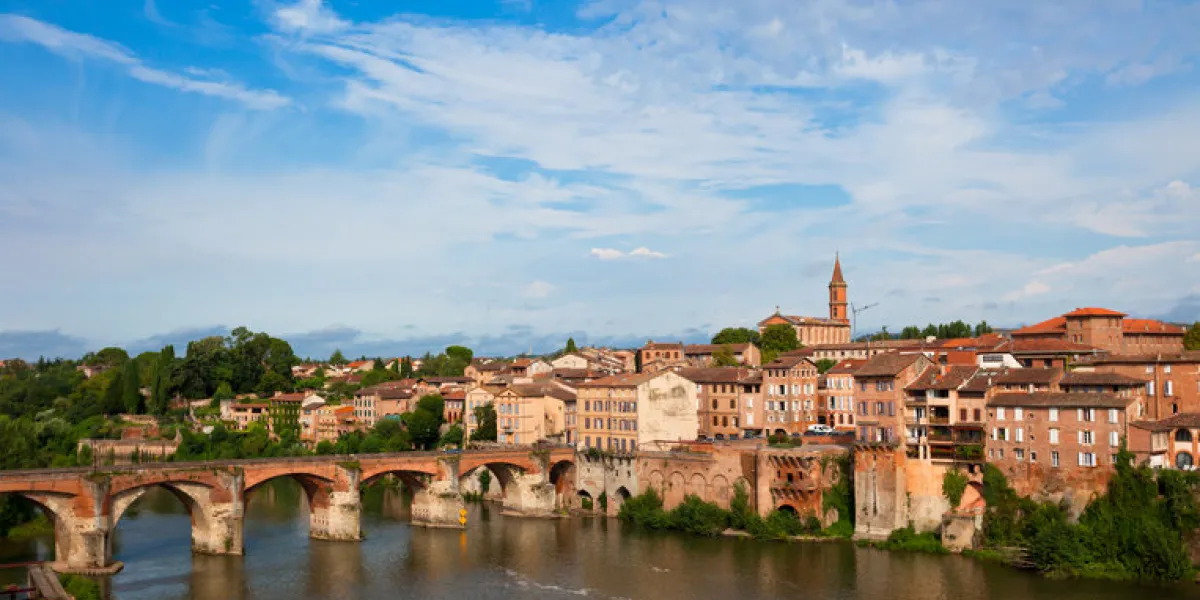 view of the august bridge in albi, france horizontal shot view of the august bridge in albi, france horizontal shot