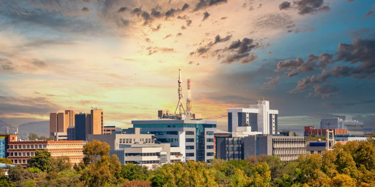 aerial panorama of gaborone city the capital of botswana