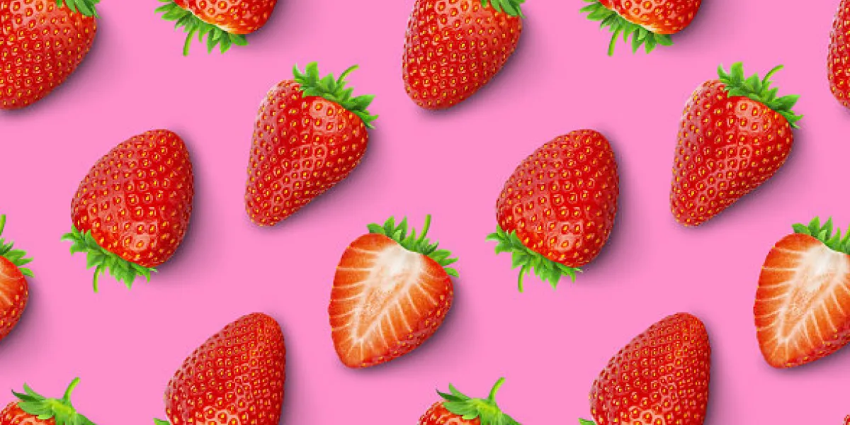 strawberry seamless pattern, strawberries on red colored background, top view, flat lay, summer pattern strawberry seamless pattern, strawberries on red colored background, top view, flat lay, summer pattern