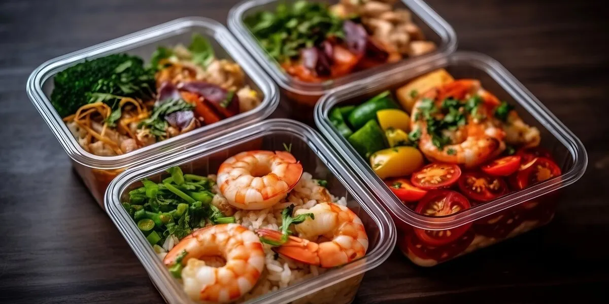 modern thai food lunch boxes in plastic packages generative ai modern thai food lunch boxes in plastic packages generative ai