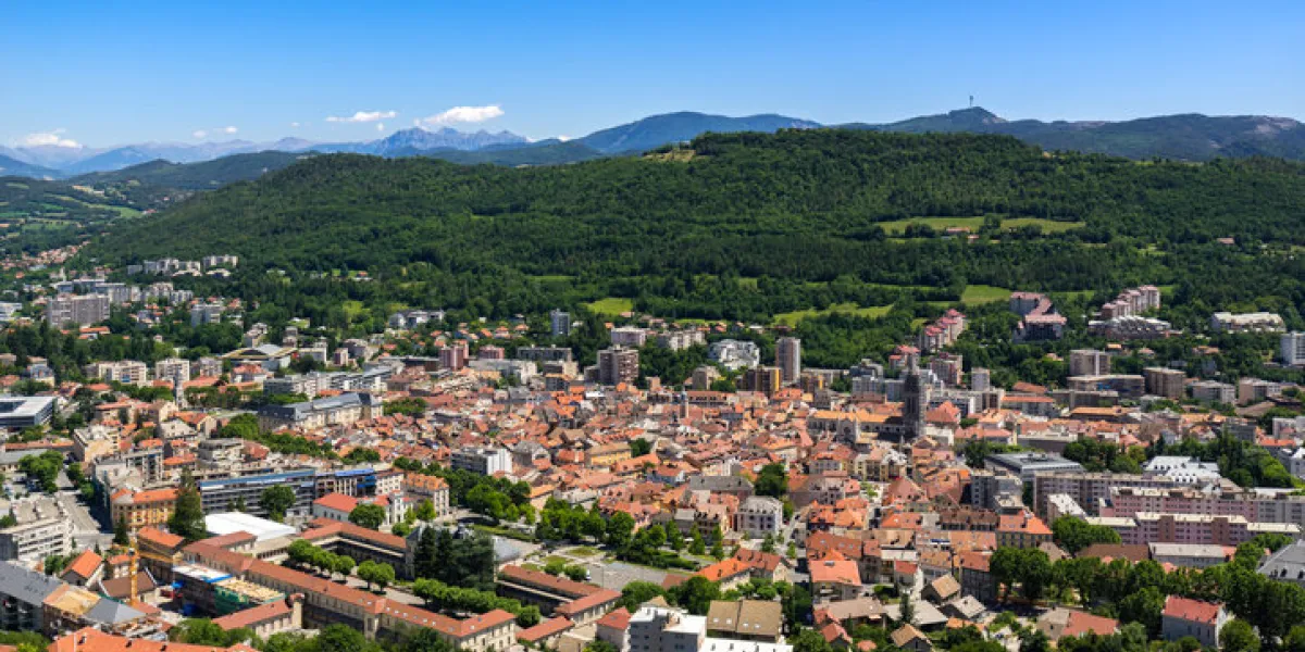 elevated view in summer of the city of gap in hautes-alpes southern french alps, france