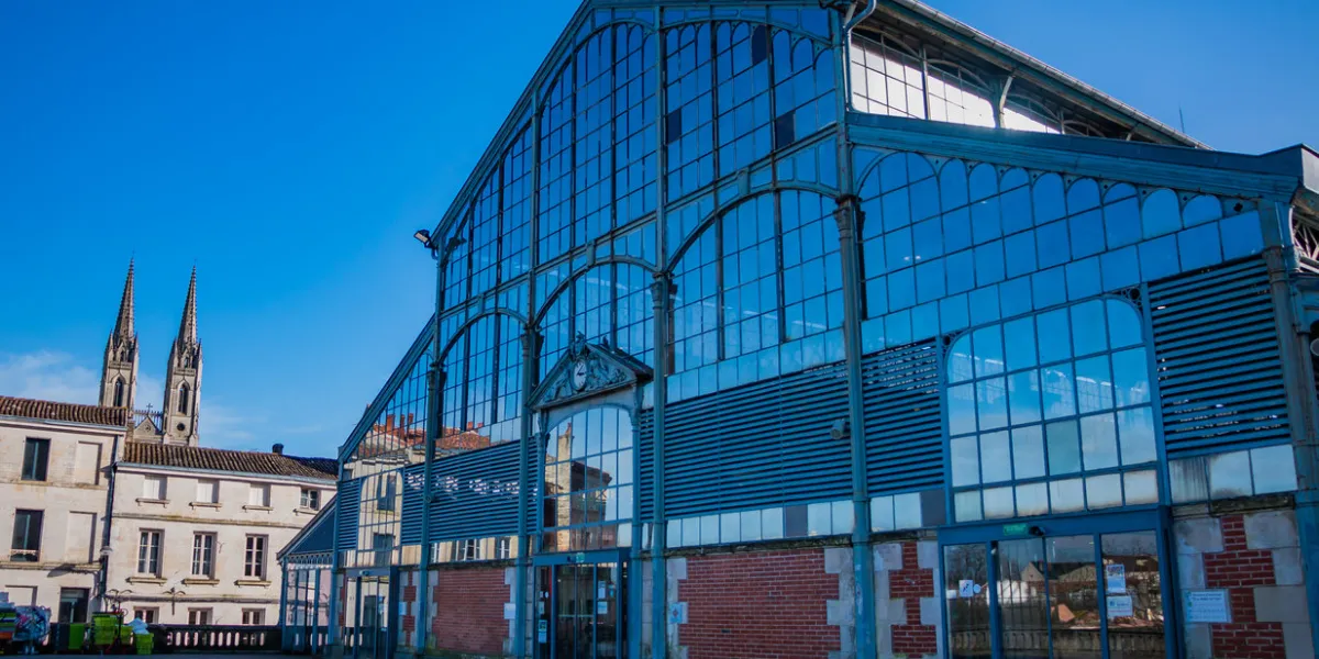 niort, france - february 1, 2018  a picture of the les halles de niort's facade