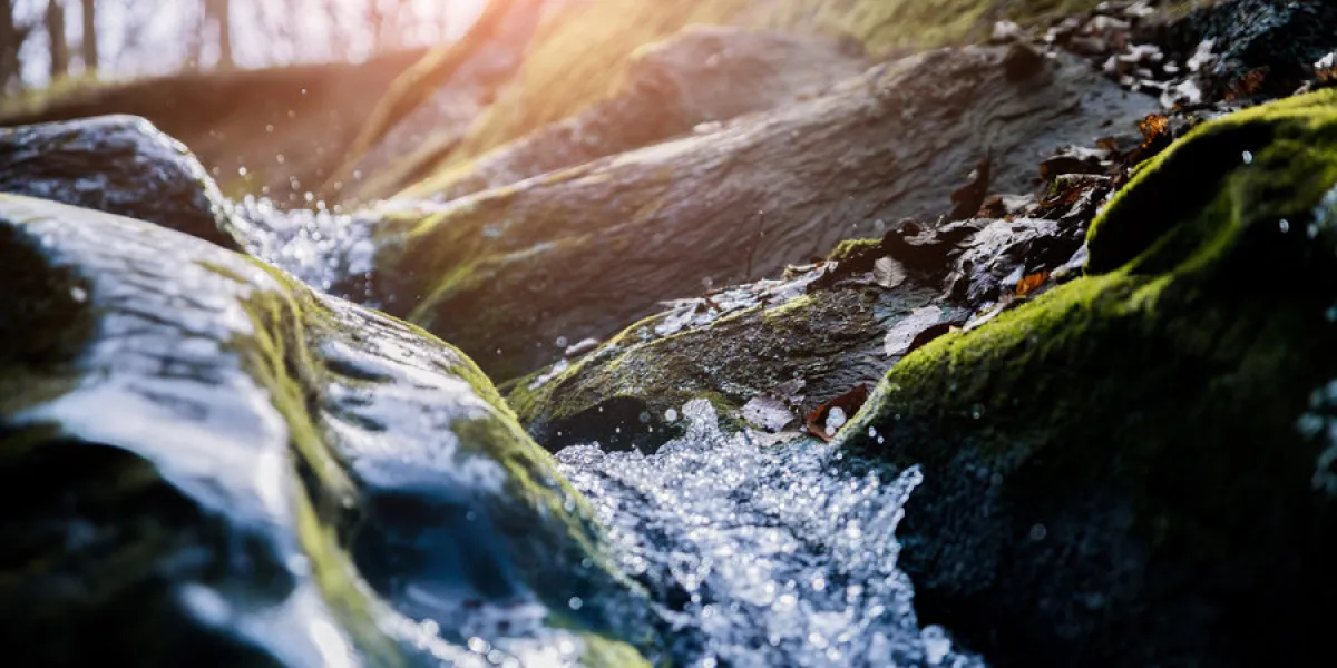 water flowing over rocks