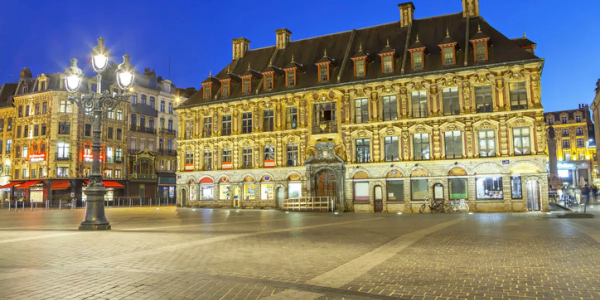 old stock exchange building in the centre of lille, france