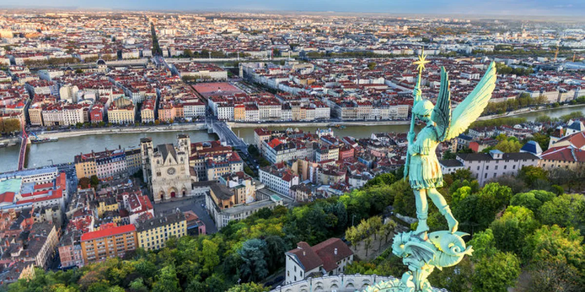view of lyon city from fourviere, france view of lyon city from fourviere, france