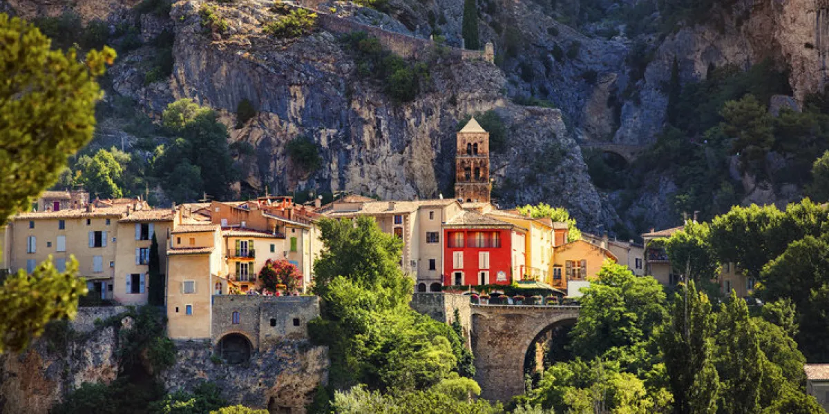 the village of moustiers-sainte-marie, provence, france the village of moustiers-sainte-marie, provence, france