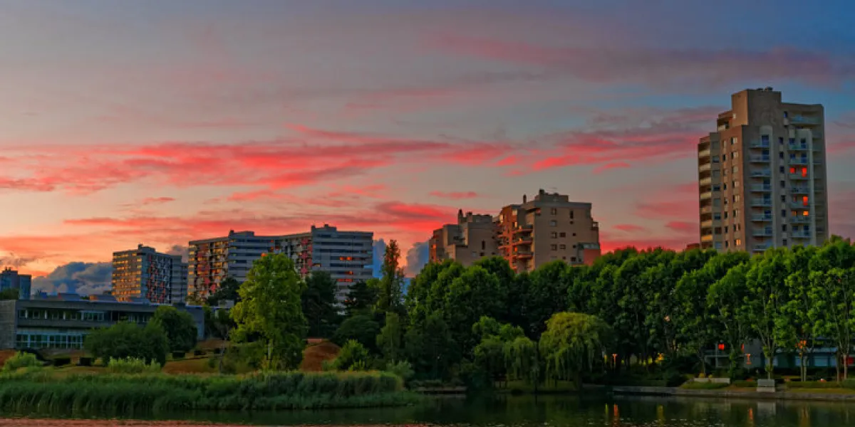 sunset over the lake of créteil, france sunset over the lake of créteil, france