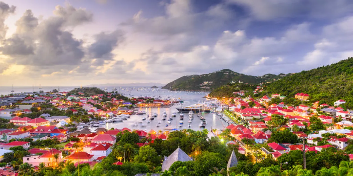 saint barthelemy harbor and cityscape in the west indies