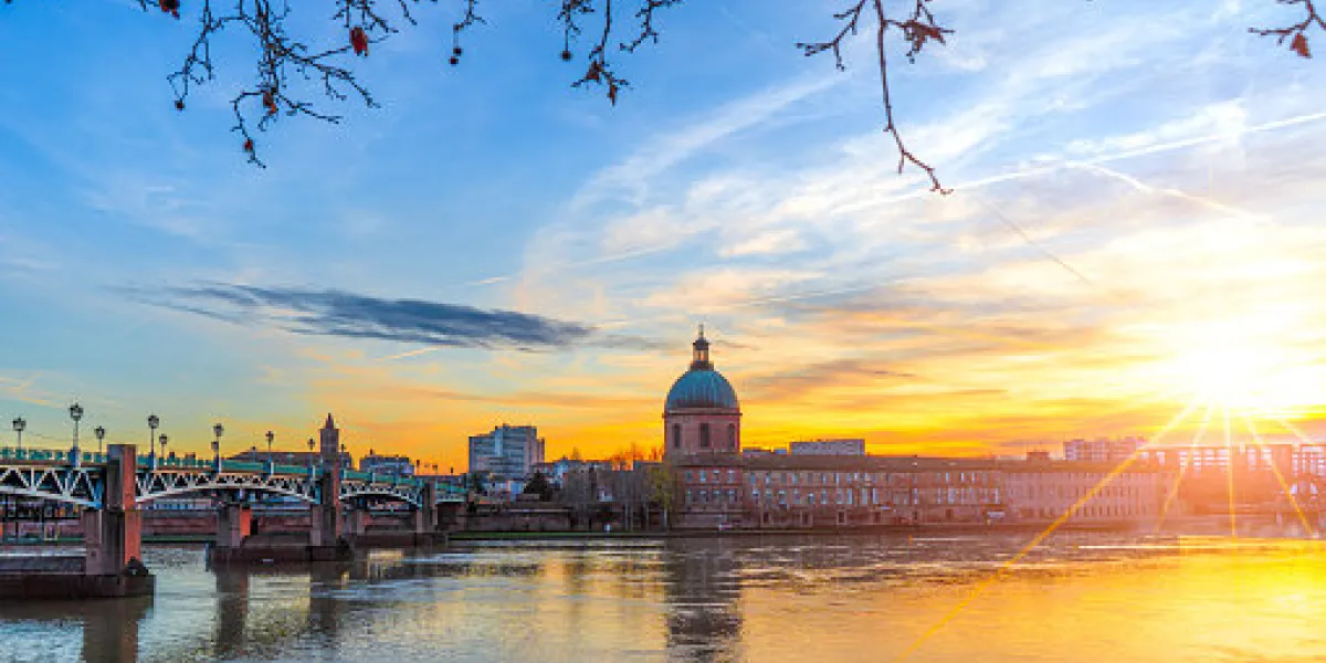garonne river and dome de la grave in toulouse, france