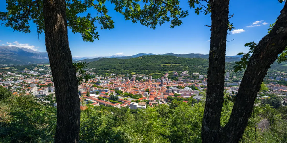 elevated view of the city of gap in summer hautes-alpes, southern french alps, france