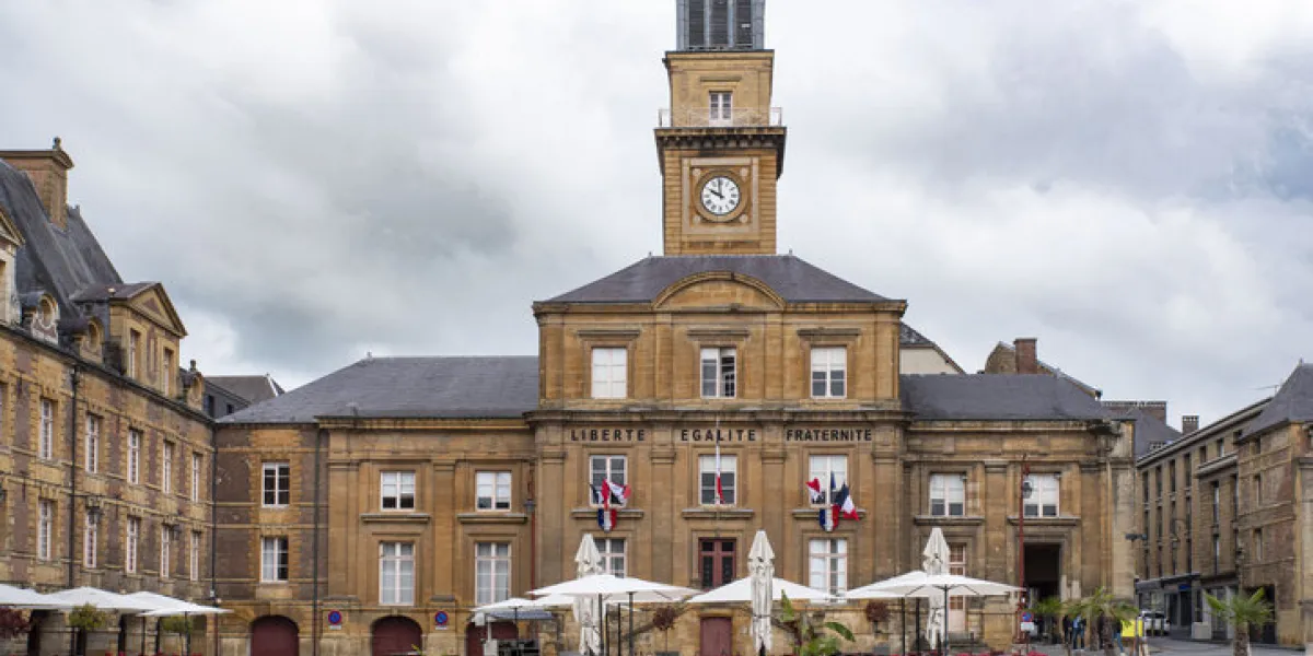 typical architecture of the city of charleville mézière in france in the city centre on the place ducale