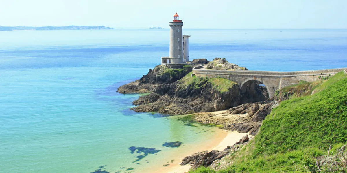 lighthouse phare du petit minou at the roadstead of brest, finistere, brittany, france