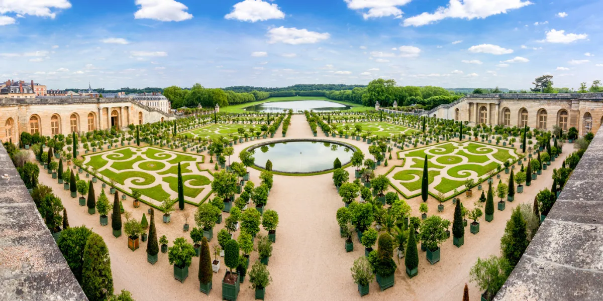 paris, france - may 2019  versailles formal gardens