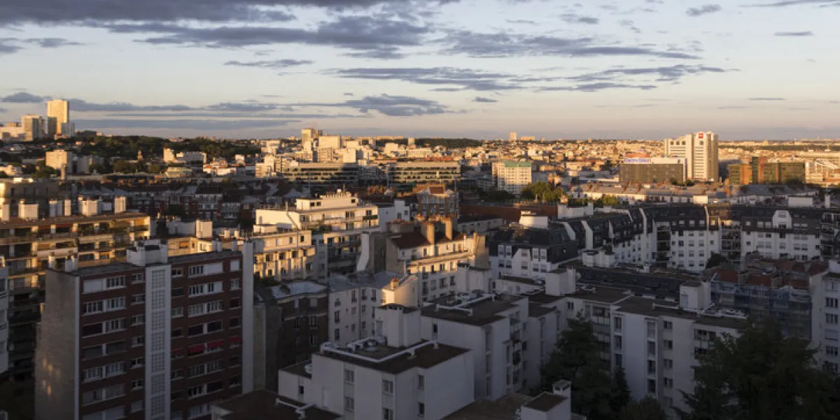 elevated view of apartment blocks in montreuil, a paris suburb elevated view of apartment blocks in montreuil, a paris suburb
