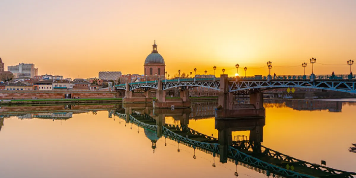 garonne river and dome de la grave in toulouse, france garonne river and dome de la grave in toulouse, france