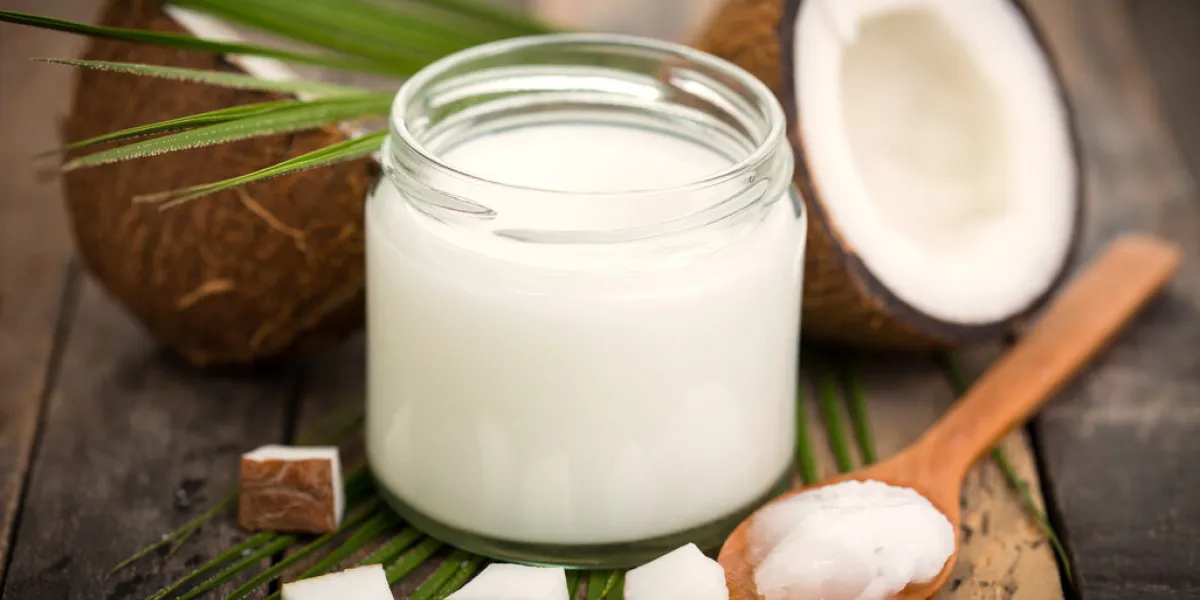 coconut oil on the wooden table