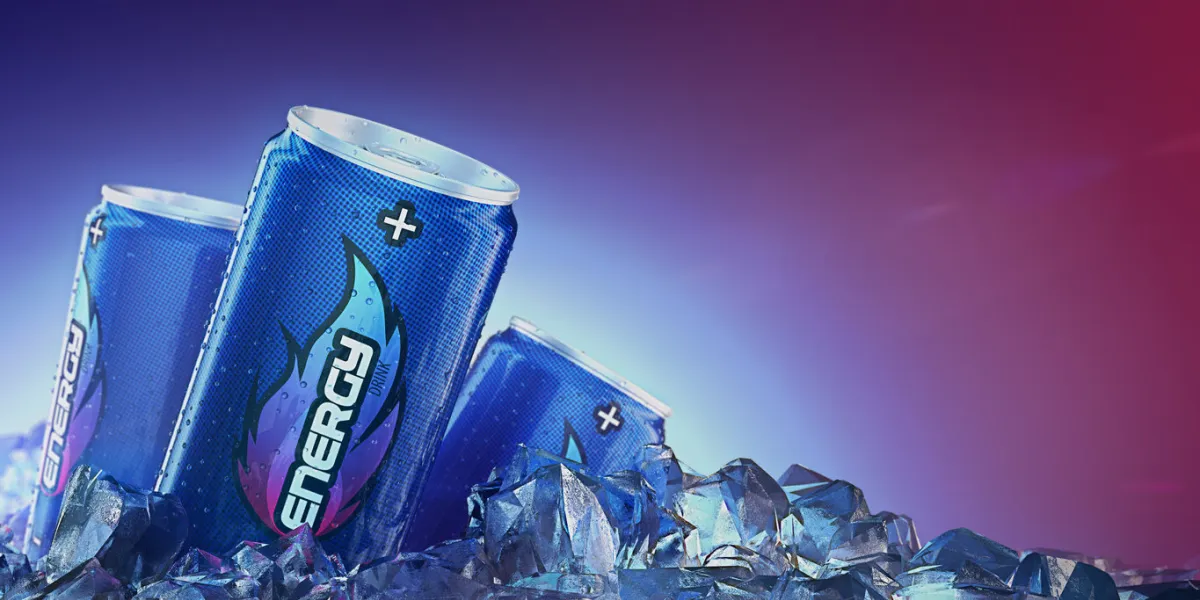 can of energy drink pass through ice cubes 3d rendering can of energy drink pass through ice cubes 3d rendering
