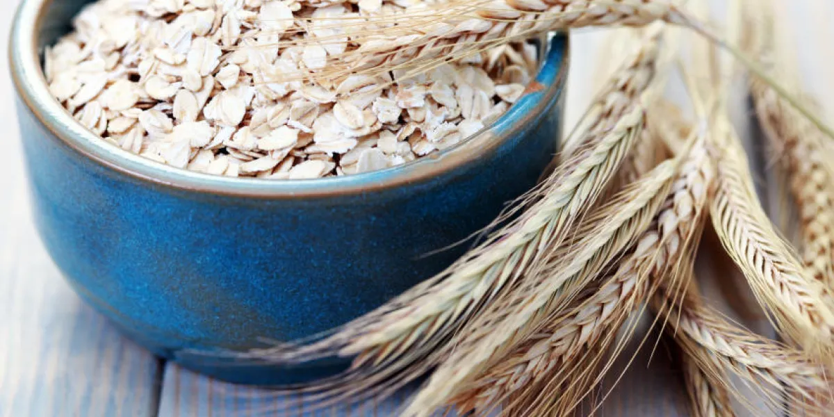 bol bleu plein d'avoine - régime alimentaire et petit-déjeuner bol bleu plein d'avoine - régime alimentaire et petit-déjeuner