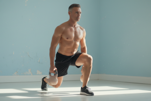 Photographie cinématique d'un homme (d'apparence 45-50 ans) en pleine exécution d'un exercice de fen