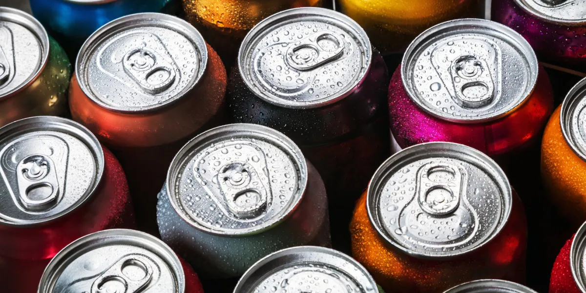 aluminum cans of soda background the view from the top aluminum cans of soda background the view from the top