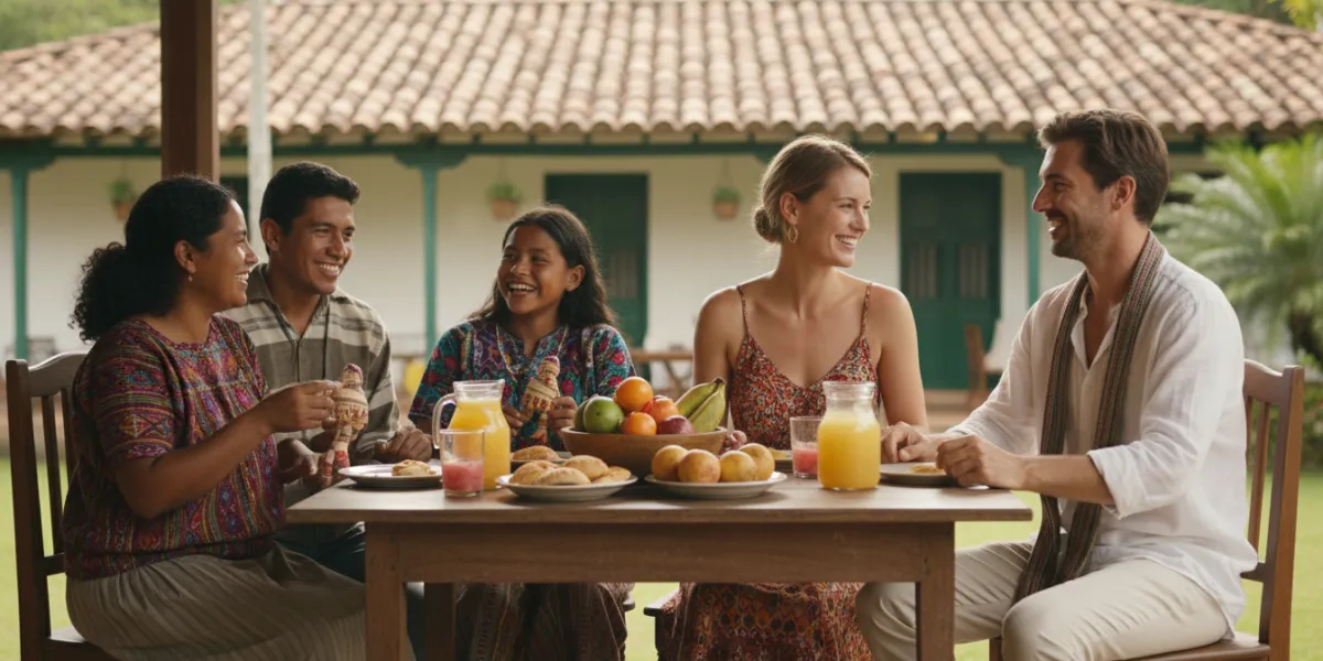 Un couple européen en train de discuter avec des sud-américains