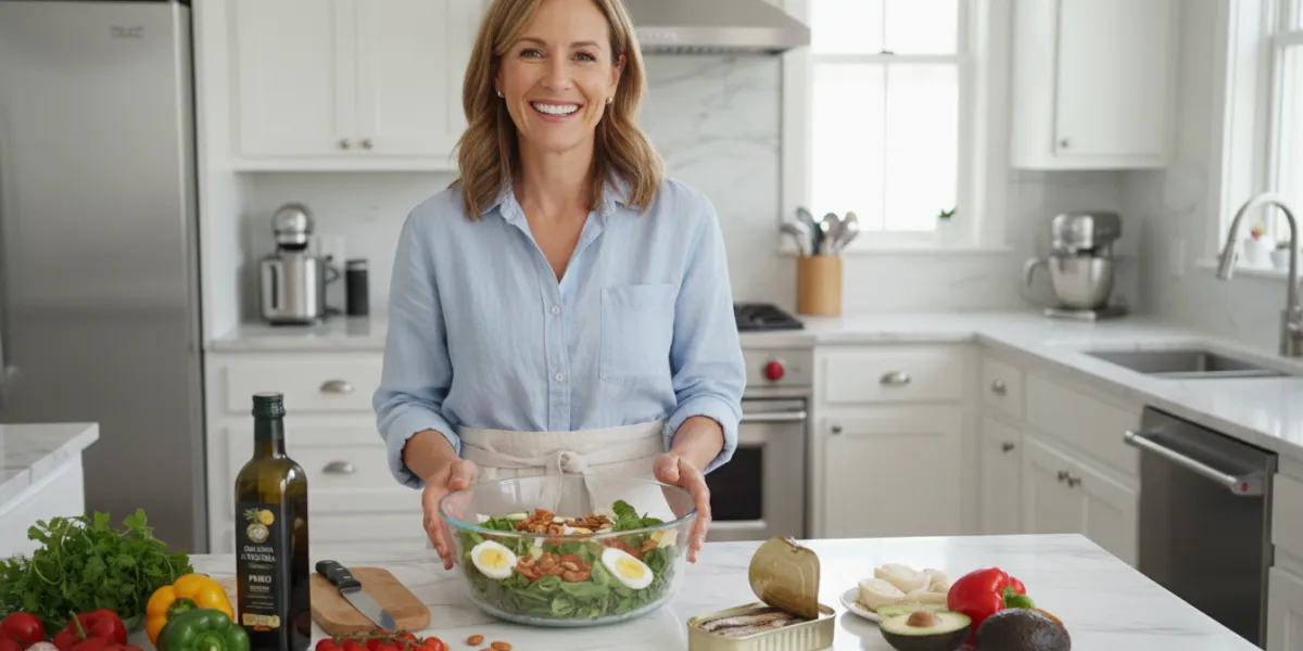 Prompt 2: Une femme d'une quarantaine d'années, dynamique et rayonnante, dans une cuisine moderne et