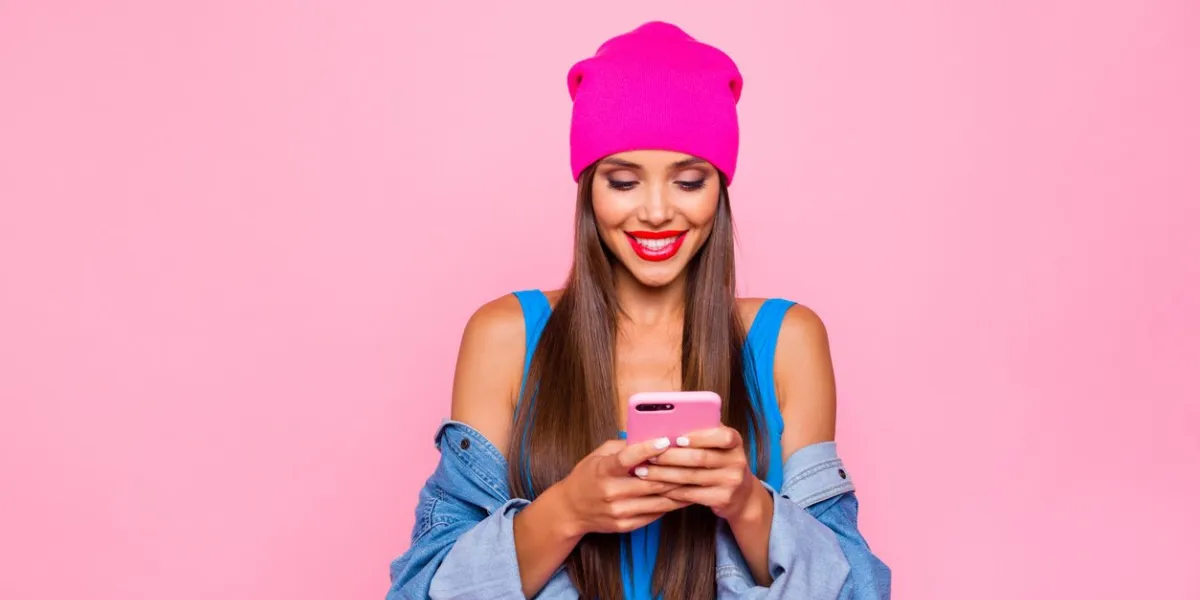 i want like on instagram crazy subscriber addicted people person concept close up photo portrait of attractive funny cheerful toothy lady using holding cellular in hand isolated bright background i want like on instagram crazy subscriber addicted people person concept close up photo portrait of attractive funny cheerful toothy lady using holding cellular in hand isolated bright background