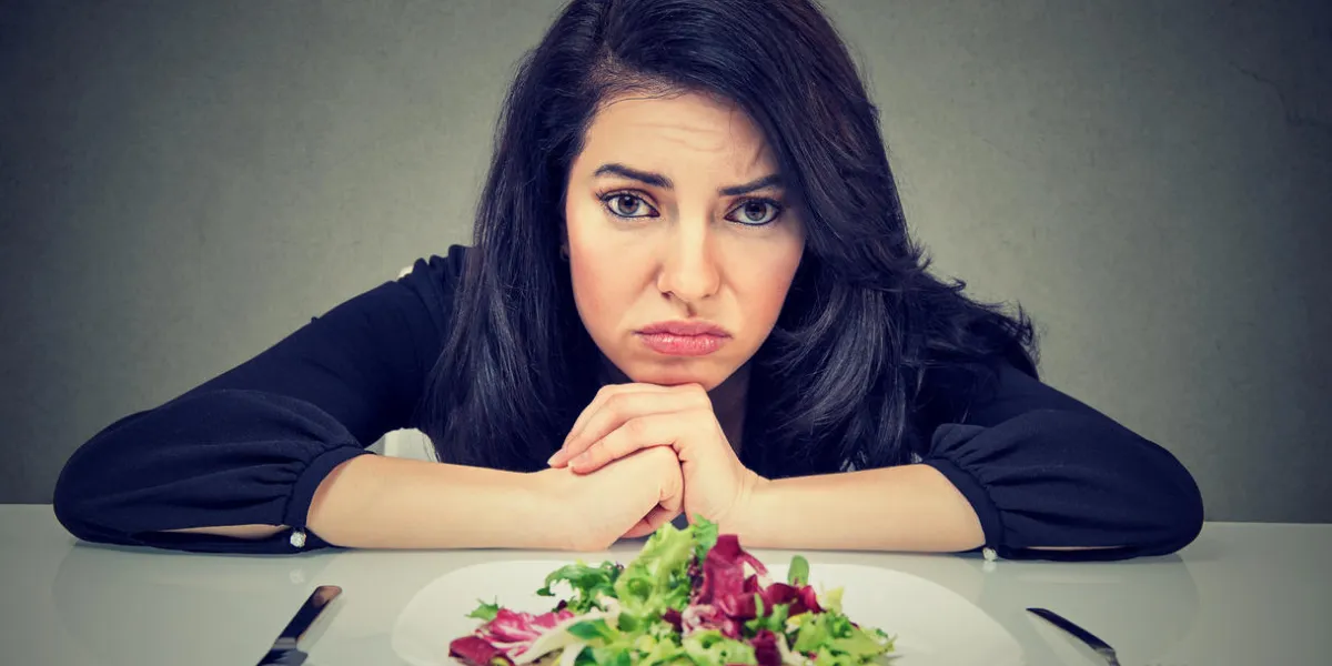 dieting habits changes sad woman hates vegetarian diet dieting habits changes sad woman hates vegetarian diet