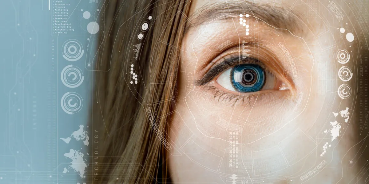 human eye and graphical interface smart contact lens concept