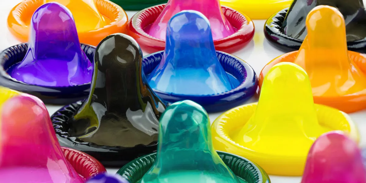 colorful condom on white background colorful condom on white background