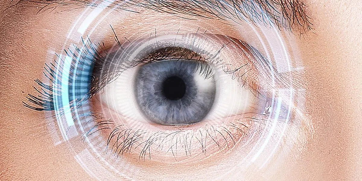 security retina scanner on woman blue eye security retina scanner on woman blue eye