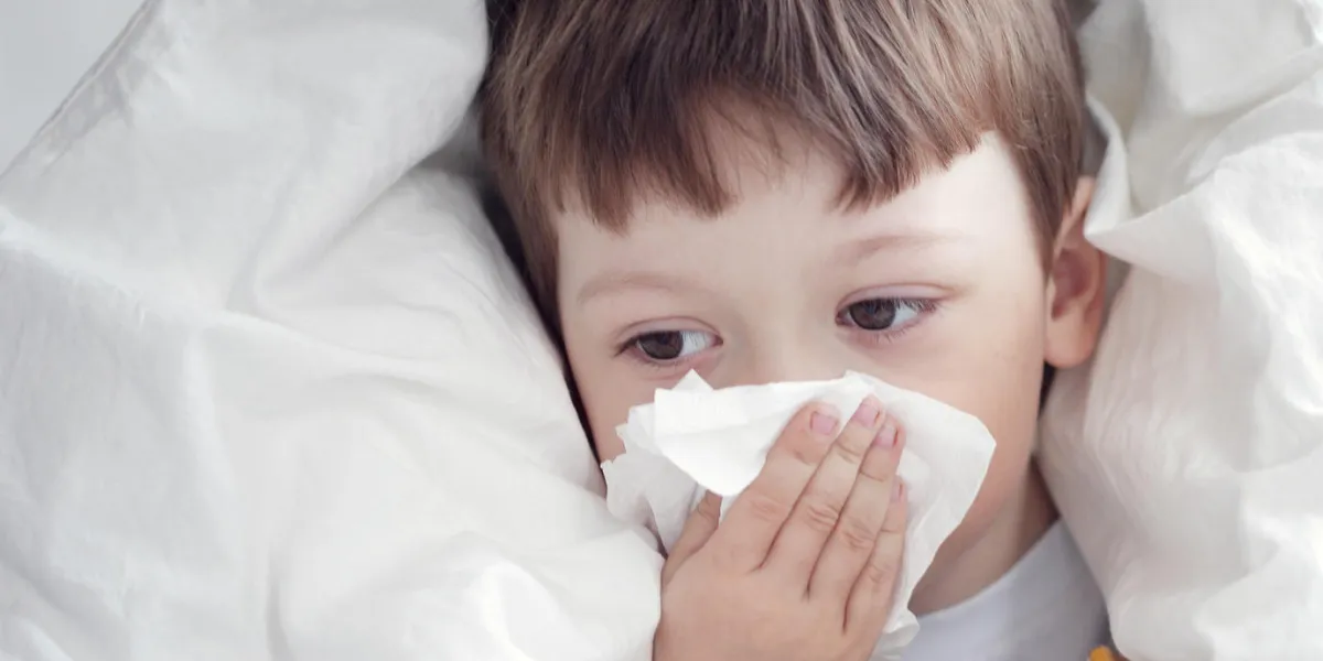 garçon s'essuie le nez avec un mouchoir garçon s'essuie le nez avec un mouchoir