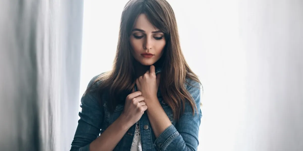 portrait of sensual beautiful woman lonely girl
