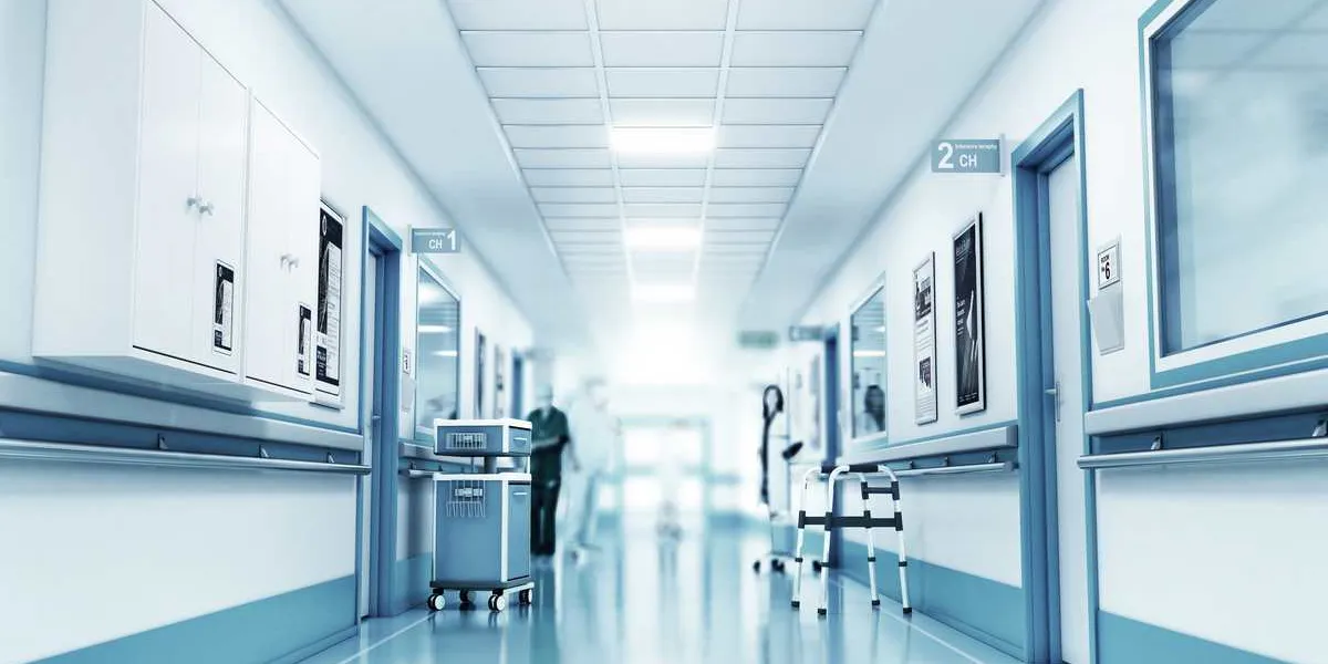 medical concept hospital corridor with rooms 3d illustration medical concept hospital corridor with rooms 3d illustration