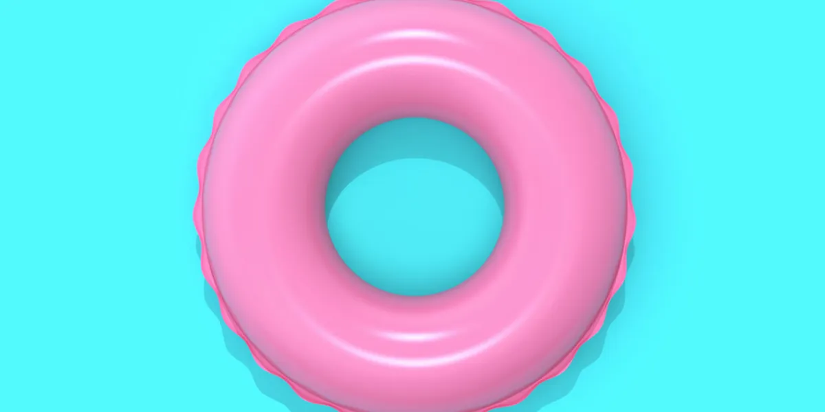 inflatable swimming ring on blue background 3d rendering with clipping path
