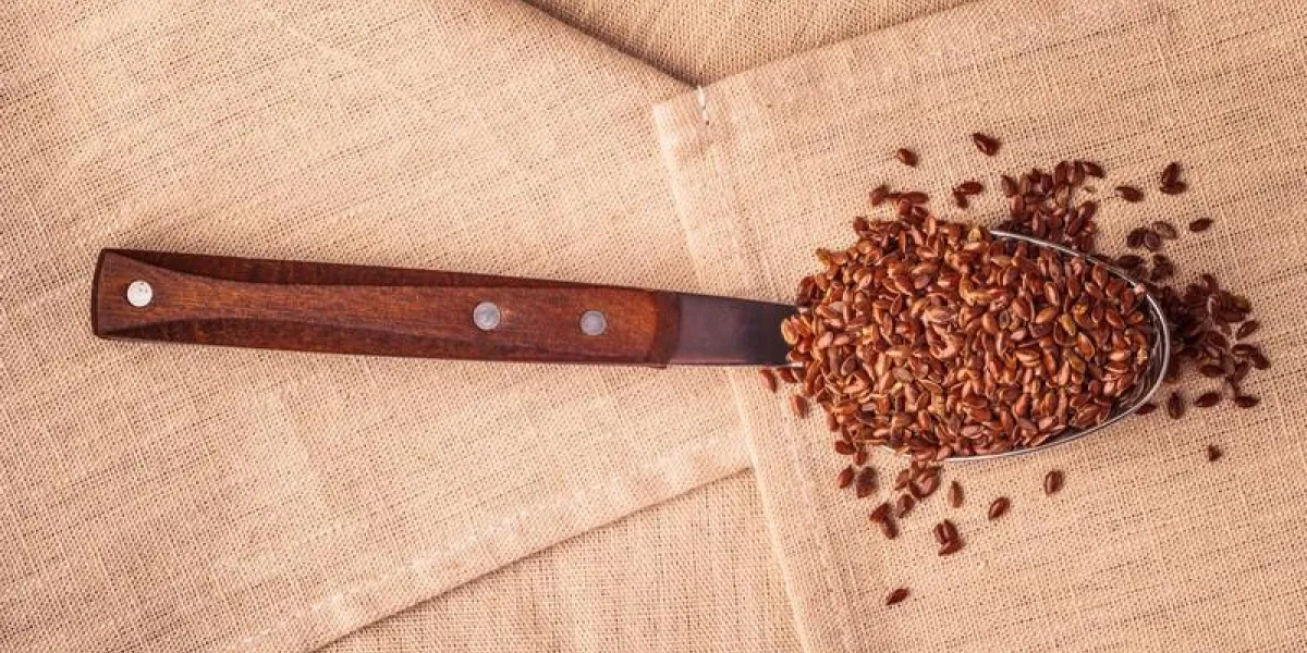 healthy food flax seeds linseed on kitchen spoon burlap sack background healthy food flax seeds linseed on kitchen spoon burlap sack background