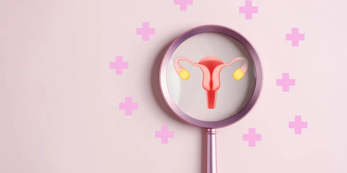checkup ovarian uterus reproductive system with plus sign in hospital, women's health, pcos, ovary cancer treatment and examine, healthy feminine concept