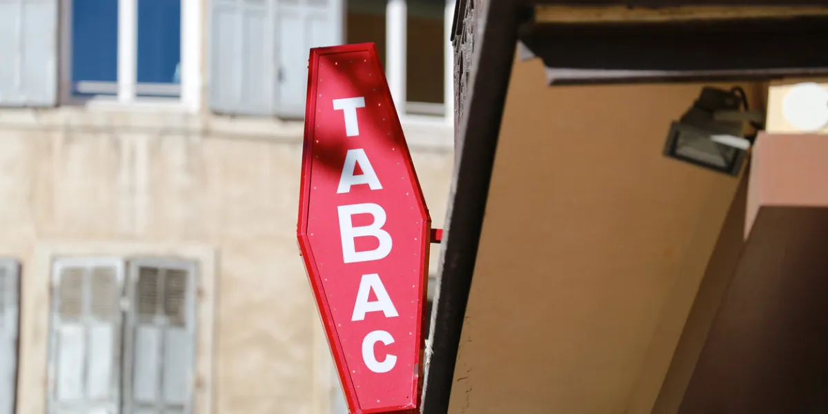 french red and white sign tabac in france tabac means tobacco