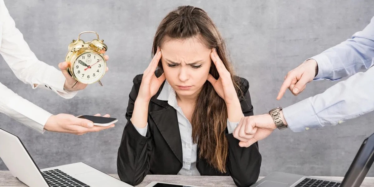 female office worker is tired of work and exhausted she has burned down and has depression