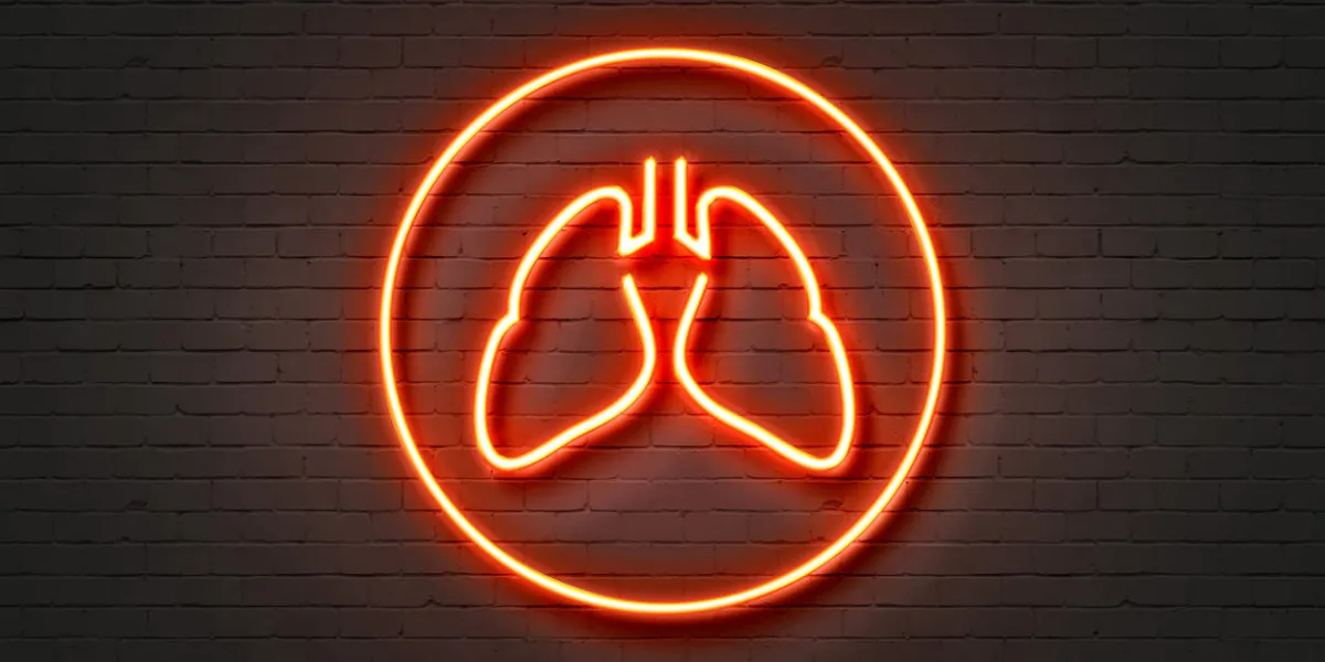 neon light sign lungs icon