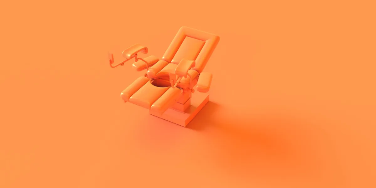 orange obstetrics gynecological chair 3d illustration 3d rendering