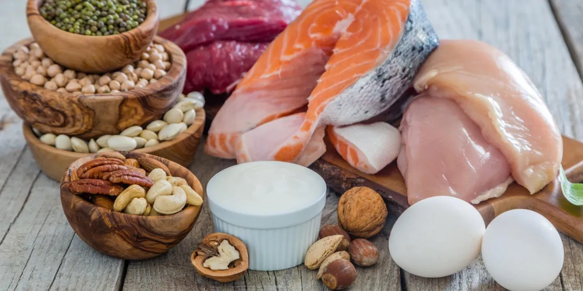 selection of food for weight loss, copy space