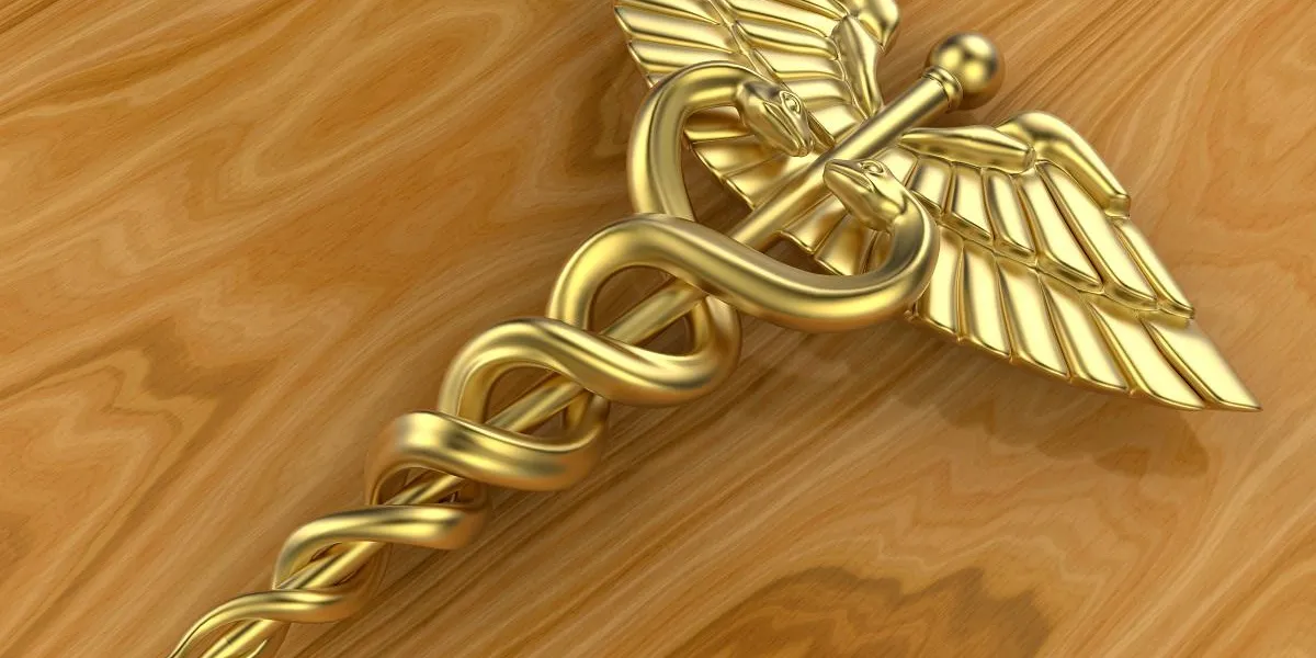 3d golden medical symbol with two snakes 3d golden medical symbol with two snakes