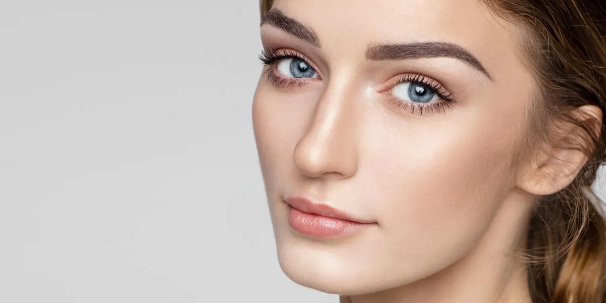 beauty portrait of female face with natural clean skin