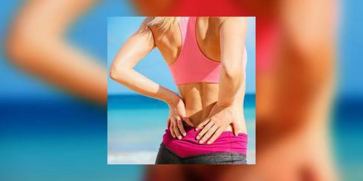 mal au dos, athlétique, forme physique, femme, frottement, muscles, elle, bas, dos, sports, exercisme, blessure