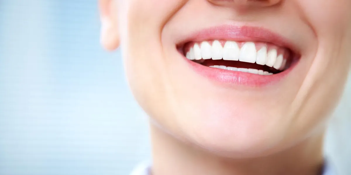 close-up of female smile with healthy teeth