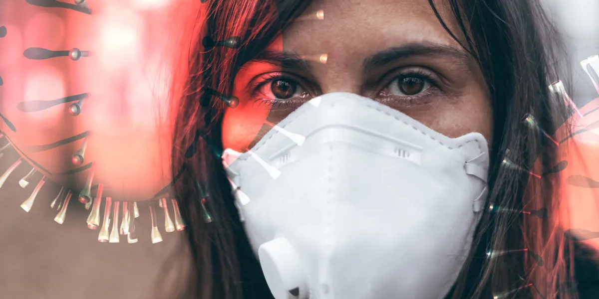 woman wearing mask as a protection from viruses