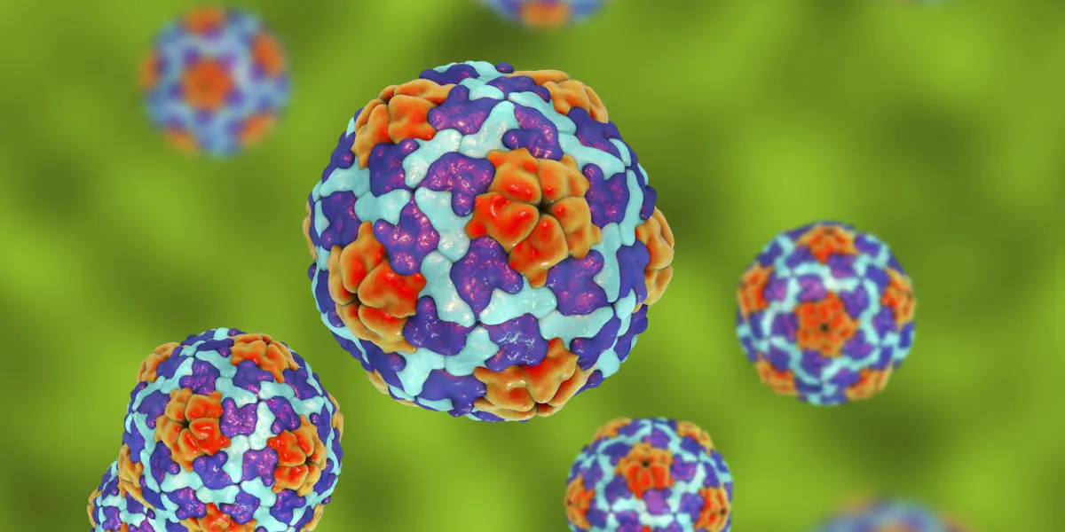 heptitis a viruses on colorful background, 3d illustration